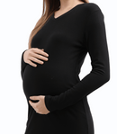 V-Neck Fitted Maternity Maxi Sweater Dress