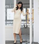 V-Neck Fitted Maternity Maxi Sweater Dress
