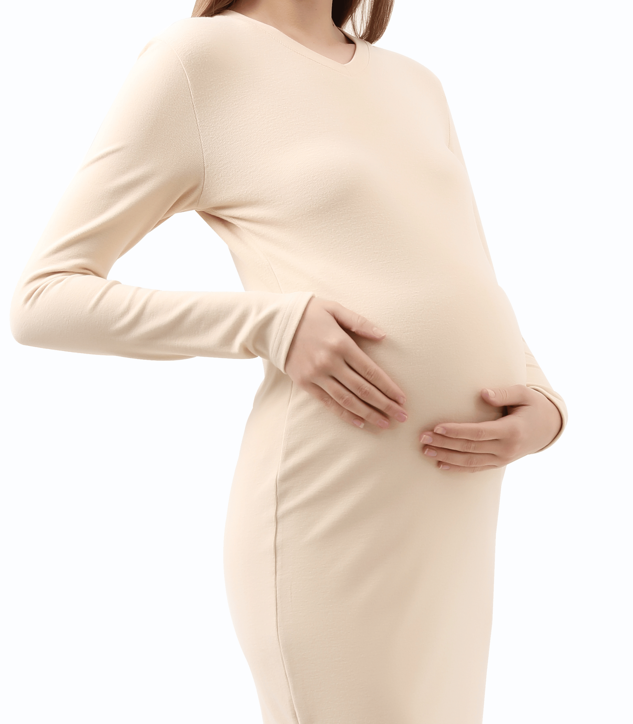 V-Neck Fitted Maternity Maxi Sweater Dress