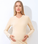 V-Neck Fitted Maternity Maxi Sweater Dress