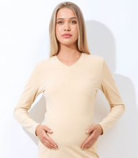 V-Neck Fitted Maternity Maxi Sweater Dress