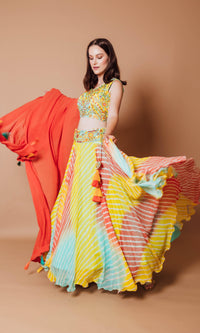 Melody Yellow Lehenga Choli with Floral Embroidery