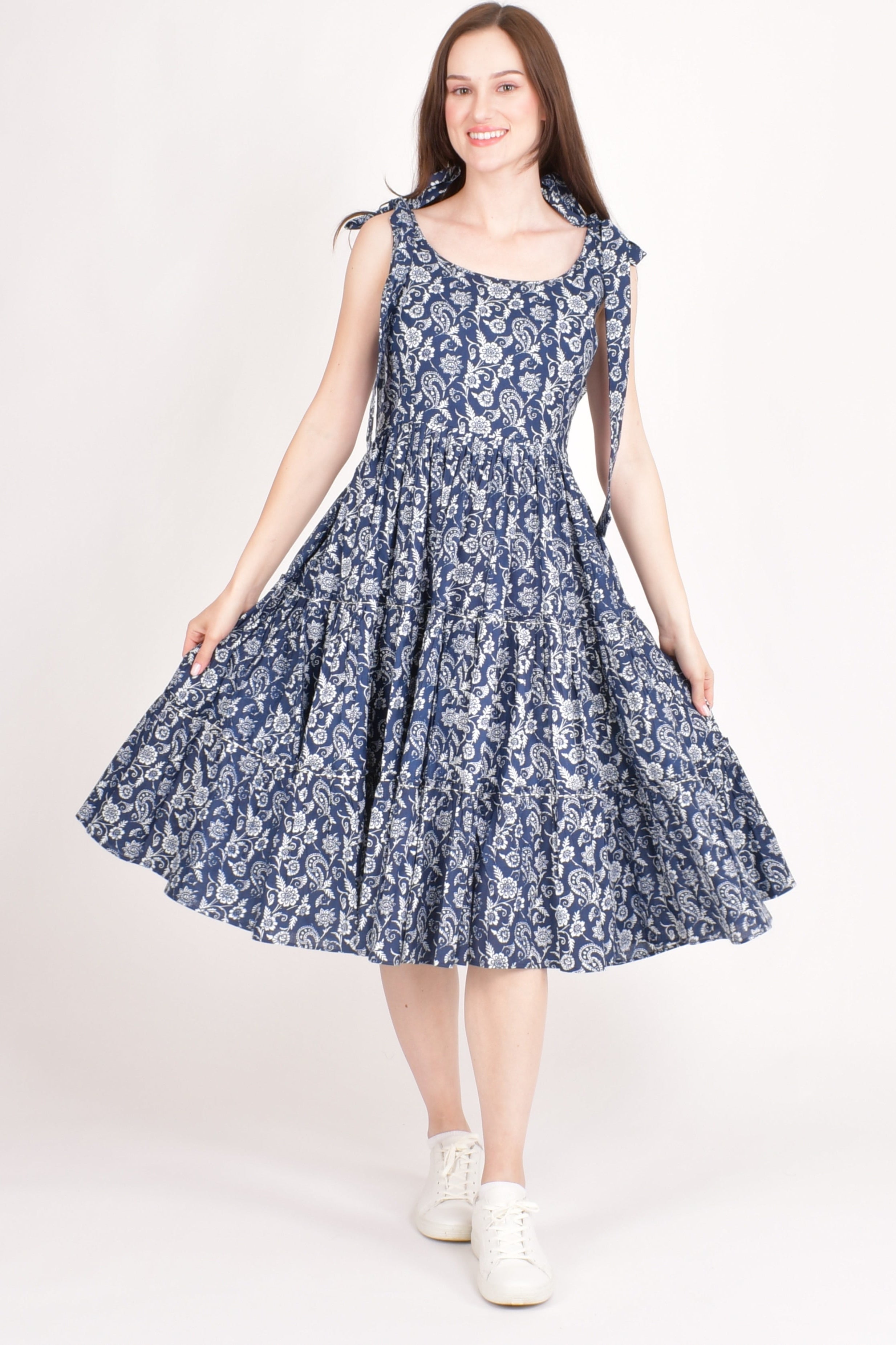Mila Blue Tiered Midi Dress