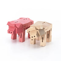 Morphits® Modern Wooden Pig Decor – Interactive Puzzle & Art Piece