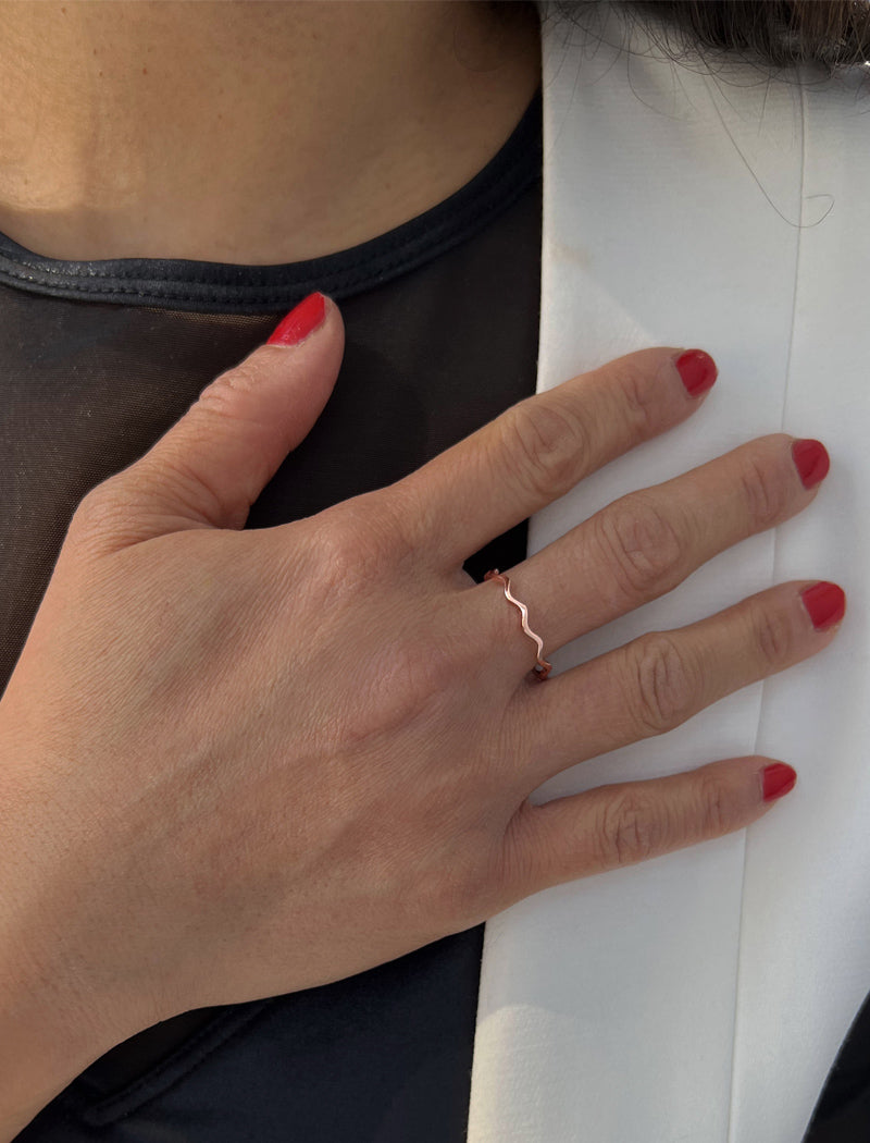 NOODLE Wavy Stackable Ring | 18K Rose Gold Over Sterling Silver