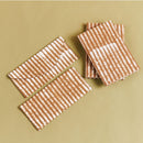 Oak Brown Stripes Cotton Wax Block Printed Zero Waste Envelope Pouch