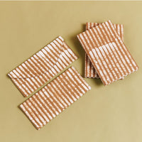Oak Brown Stripes Cotton Wax Block Printed Zero Waste Envelope Pouch