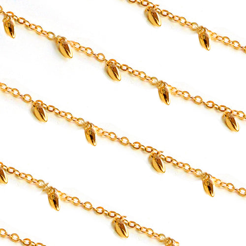 RICE Bead Thin Chain Strand Necklace | 18K Gold Over Sterling Silver