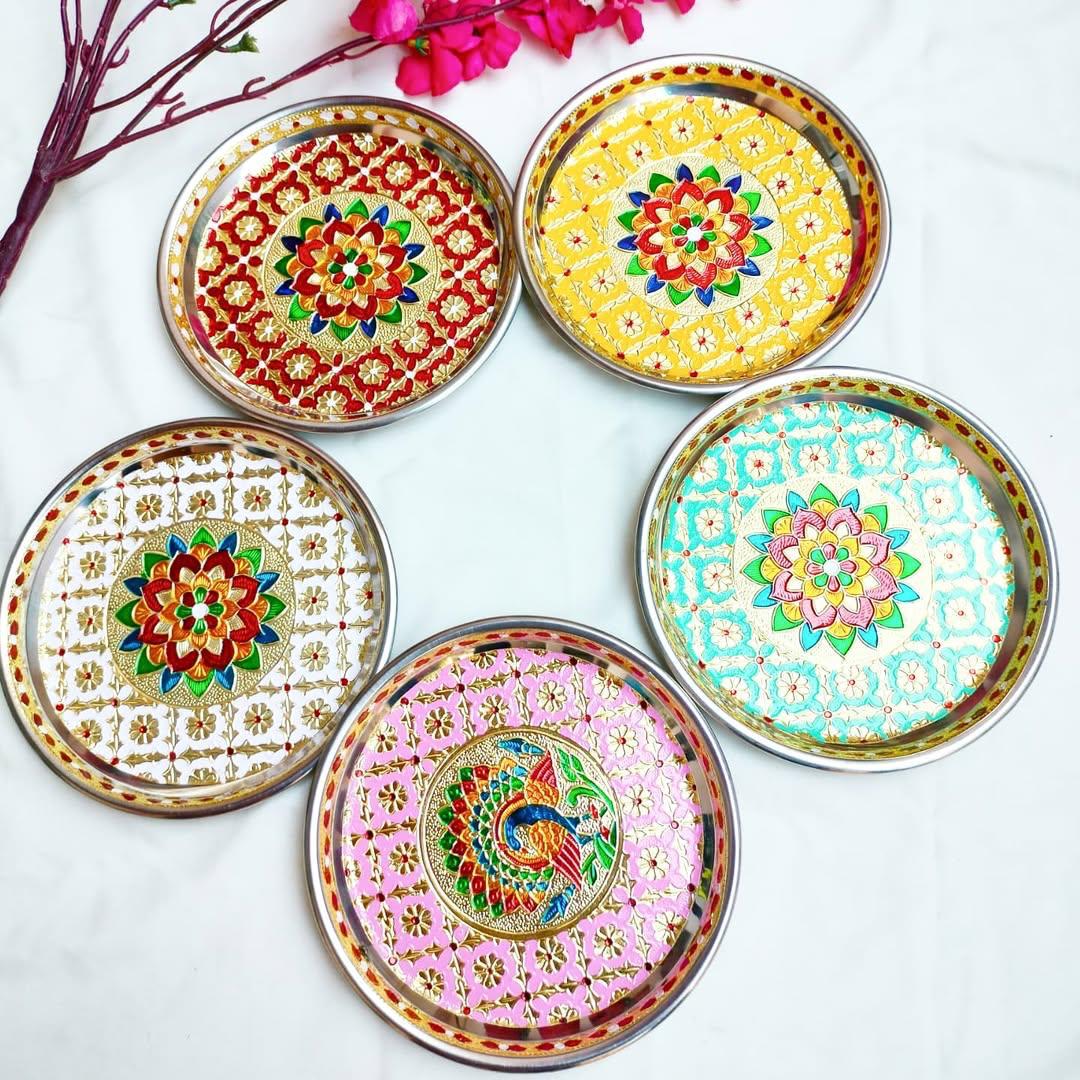 Minakari Thali / Minakari Stainless Steel Box - Housewarming Gift/Hostess Gift