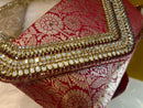 Brocade Elegant Envelope-style Clutch with Stone on Edges