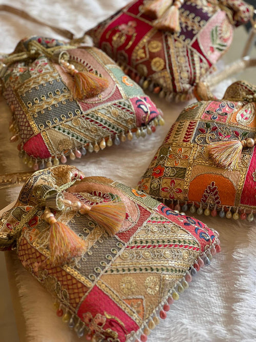 Multicolor Patchwork Embroidered Potli Bag