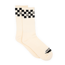 Checkered Peace Crew Sock - Eggshell