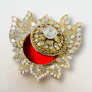 Handmade Designer Lotus Shaped Kundan Dibbies/Sindoor Daani/Trinket Box