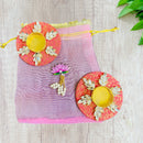 Ready to Gift - Set of 2 Brocade T-light Holders in Organza Potli