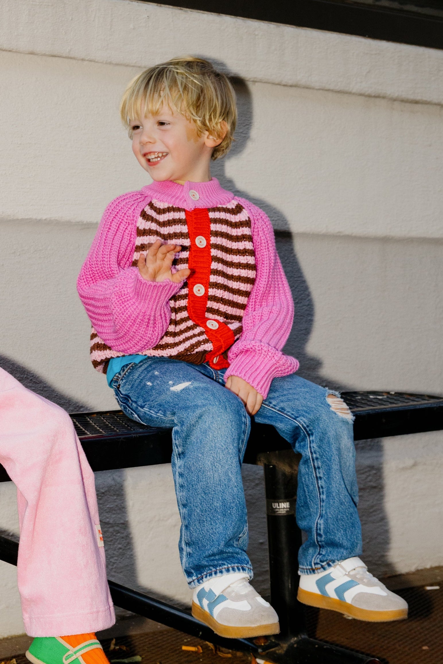 Chunky Knit Cardigan - 100% Cotton Yarn (Berry Mocha)