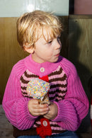 Chunky Knit Cardigan - 100% Cotton Yarn (Berry Mocha)