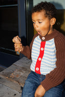 Chunky Knit Cardigan - 100% Cotton Yarn (Ice Cream Float)