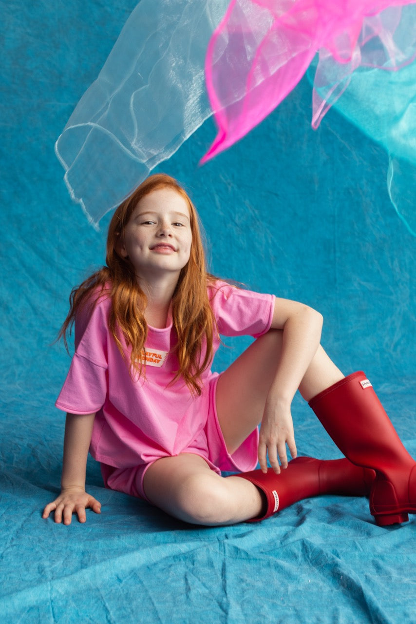 ☀️ Organic Play Set — Short Sleeve + Shorts in Pink