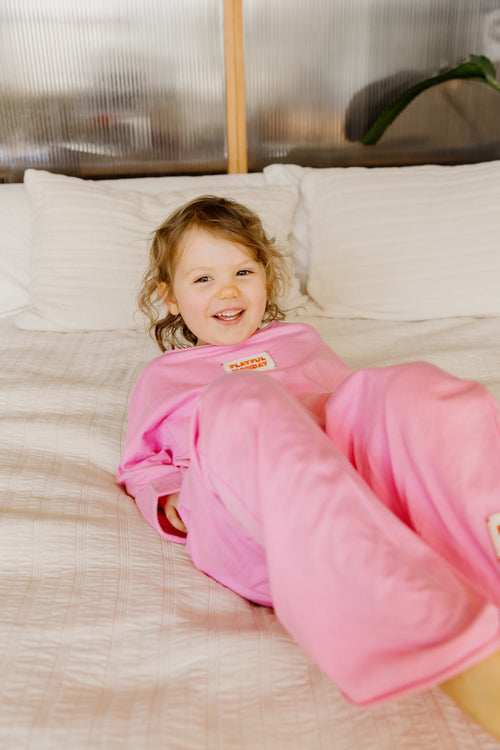 ☀️ Organic Play Set — Long Sleeve + Pants in Pink