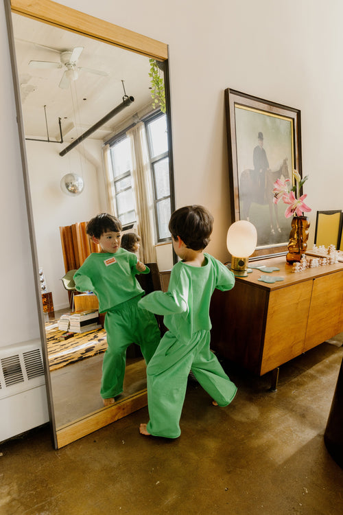 ☀️ Organic Play Set — Long Sleeve + Pants in Green