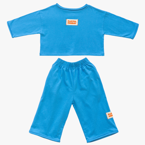 ☀️ Organic Play Set — Long Sleeve + Pants in Blue