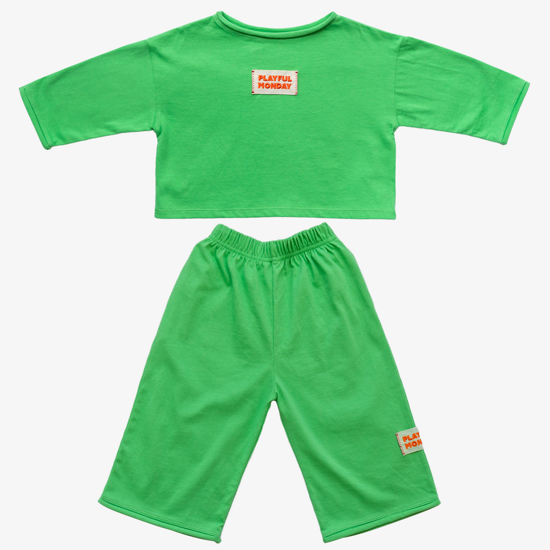 ☀️ Organic Play Set — Long Sleeve + Pants in Green