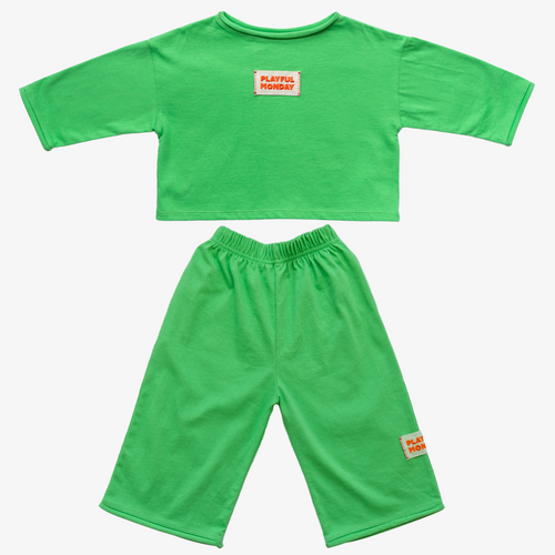 ☀️ Organic Play Set — Long Sleeve + Pants in Green