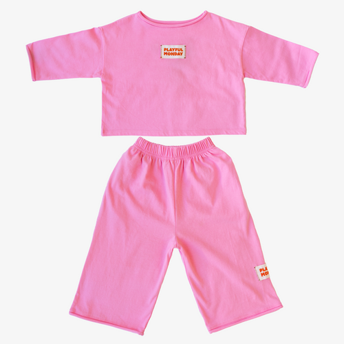 ☀️ Organic Play Set — Long Sleeve + Pants in Pink