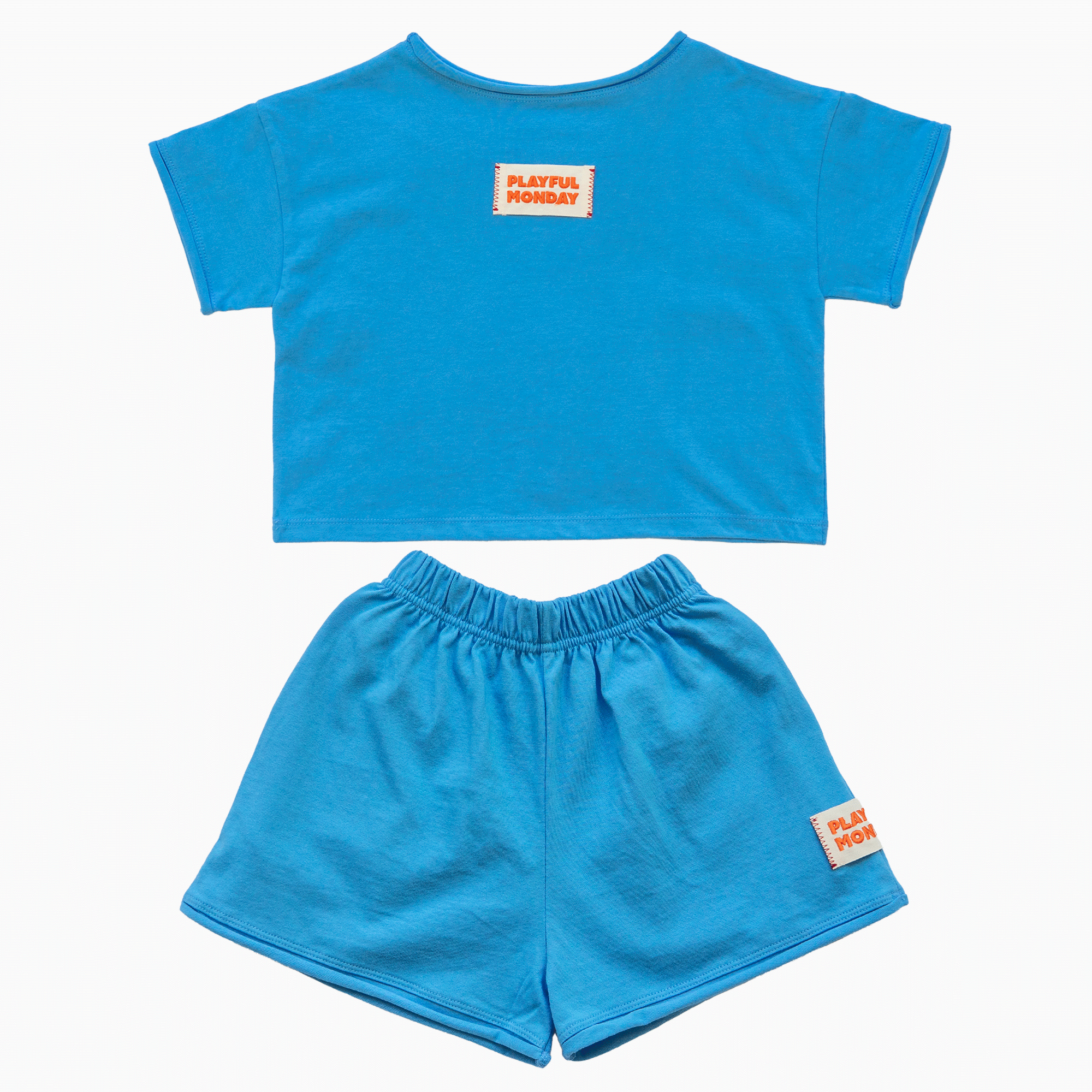 ☀️ Organic Play Set — Short Sleeve + Shorts in Blue