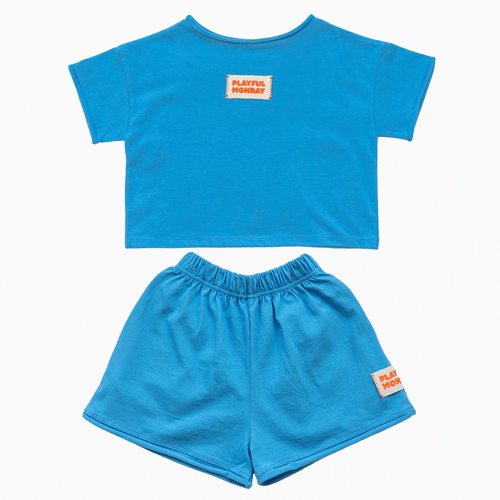 ☀️ Organic Play Set — Short Sleeve + Shorts in Blue