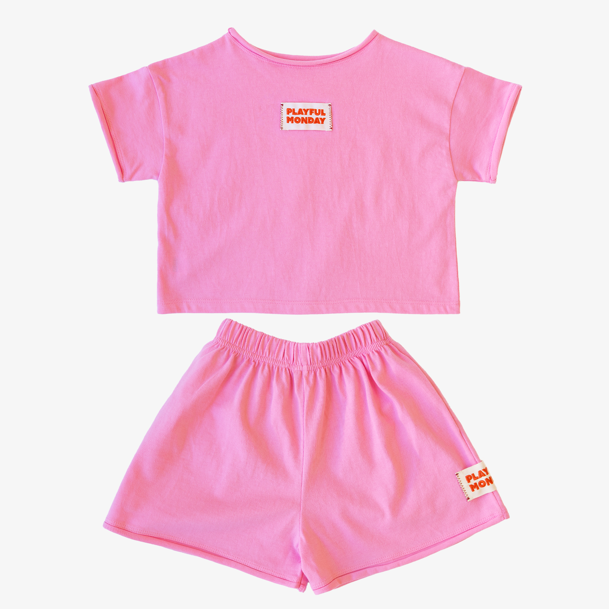 ☀️ Organic Play Set — Short Sleeve + Shorts in Pink