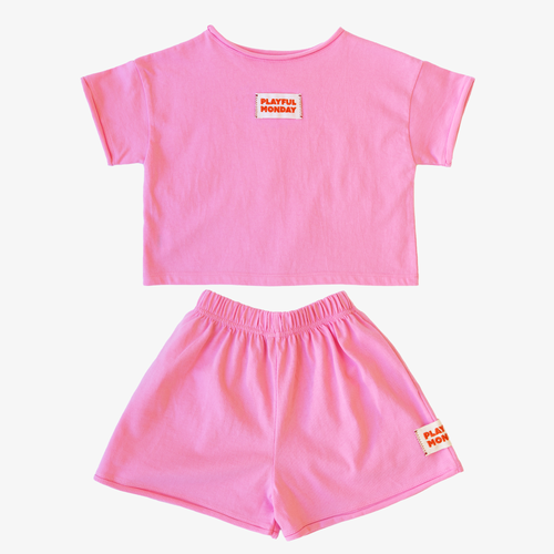 ☀️ Organic Play Set — Short Sleeve + Shorts in Pink