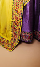 Purple and red Lehenga Choli Set with Yellow Dupatta