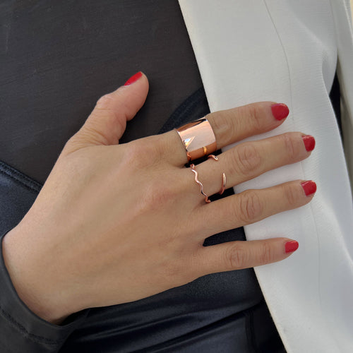 NOODLE Wavy Stacking Ring | 18K Rose Gold Over Sterling Silver