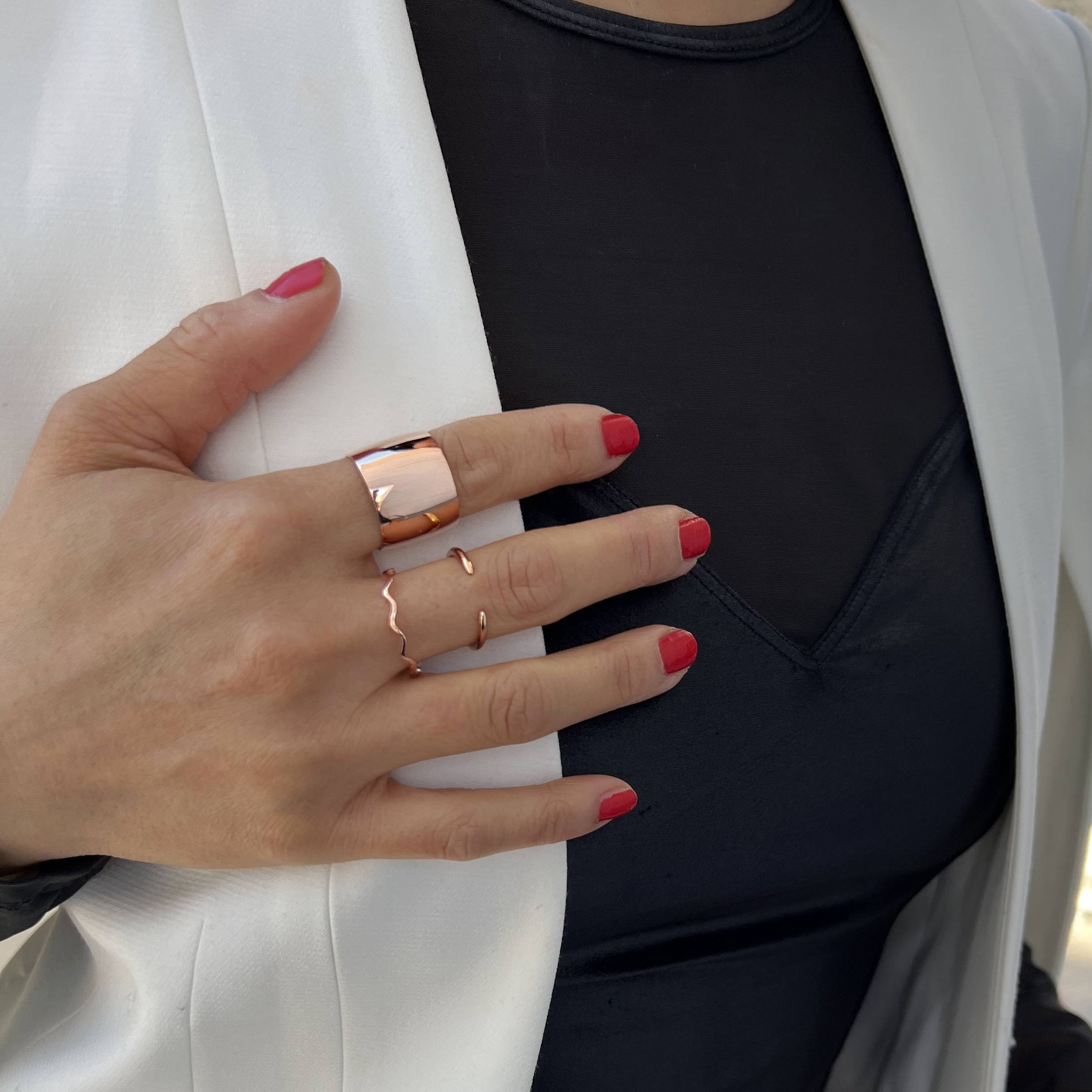 NOODLE Wavy Stackable Ring | 18K Rose Gold Over Sterling Silver