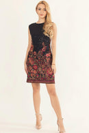 Ravina Black Short Dress with All-Over Sequins Embroidery