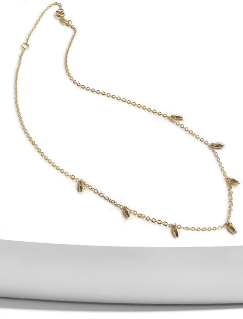 RICE Bead Thin Chain Strand Necklace | Sterling Silver