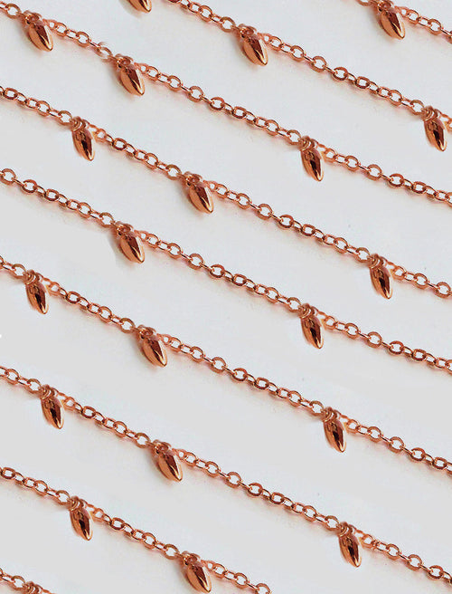 RICE Bead Chain Strand Necklace | 18K Rose Gold Over Sterling Silver