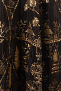 Sablora Black Midi Dress with Hand Embroidered Neckline