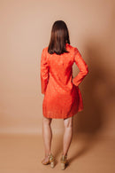 Samara Orange Blazer Dress with Jacquard Silk