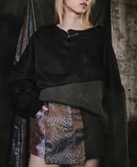 Han Patchwork Double Fleece Layer Hoodie