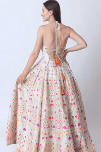 Silk Jacquard Gown Dress– Matte Gold Beige