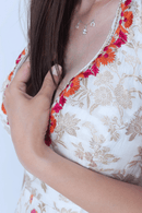 Silk Jacquard Gown Dress– Matte Gold Beige