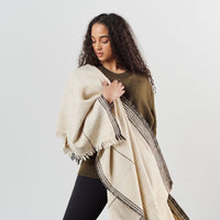 Seytu White  Striped Gently Textured Handloom Throw