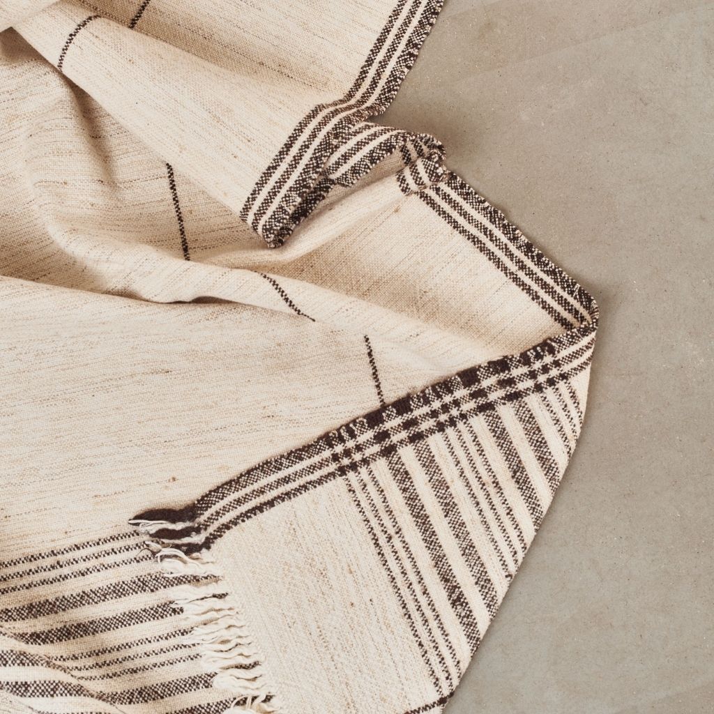 Seytu White  Striped Gently Textured Handloom Throw