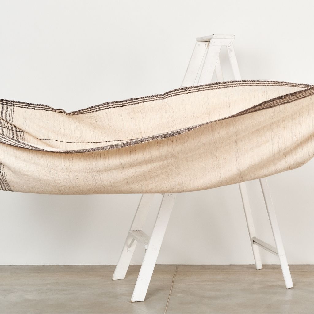 Seytu White  Striped Gently Textured Handloom Throw