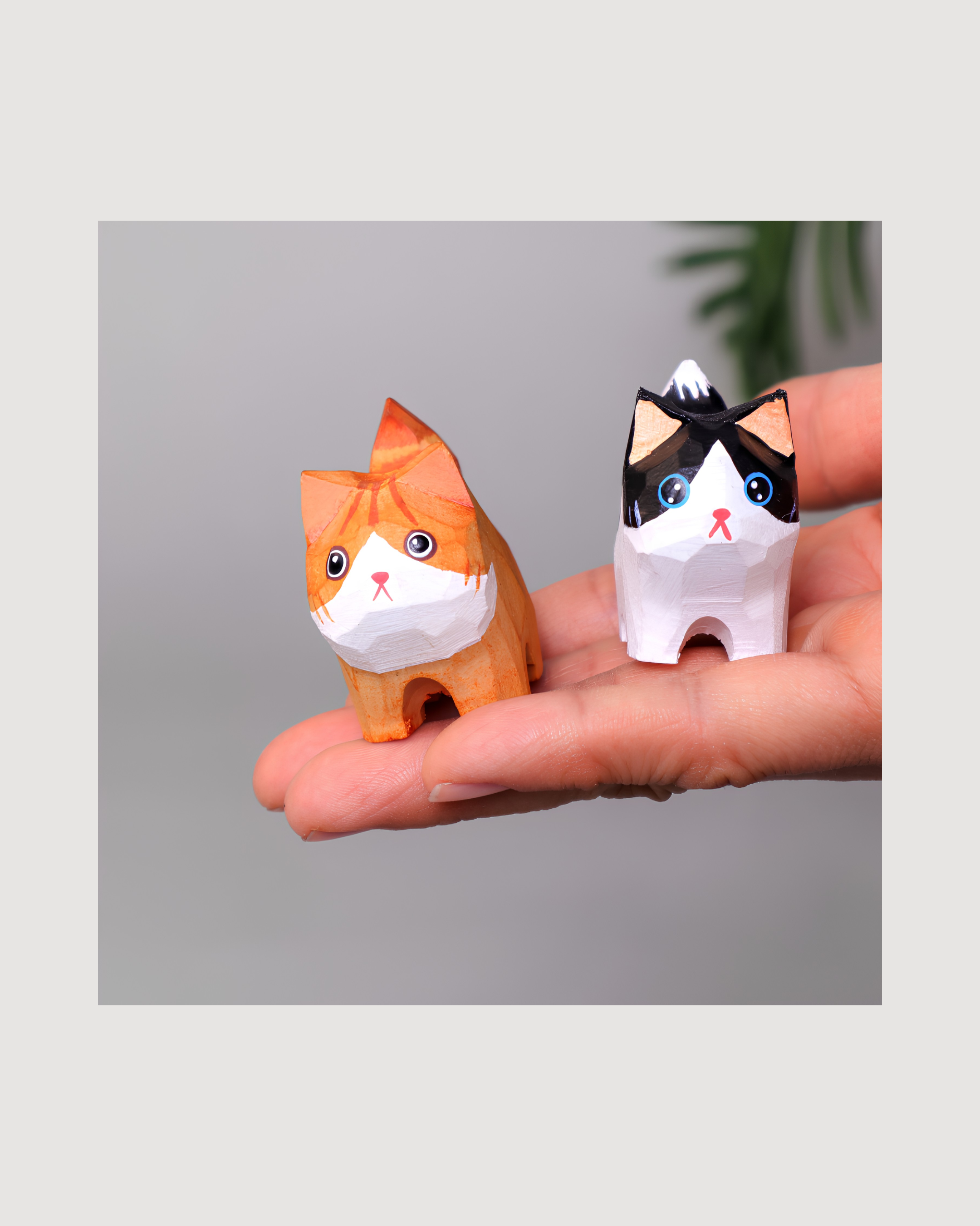 Hand-Carved Cat Painting Kit – Paint Two Cats, Create a Keychain
