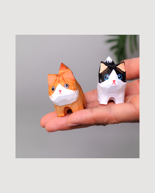 Hand-Carved Cat Painting Kit – Paint Two Cats, Create a Keychain