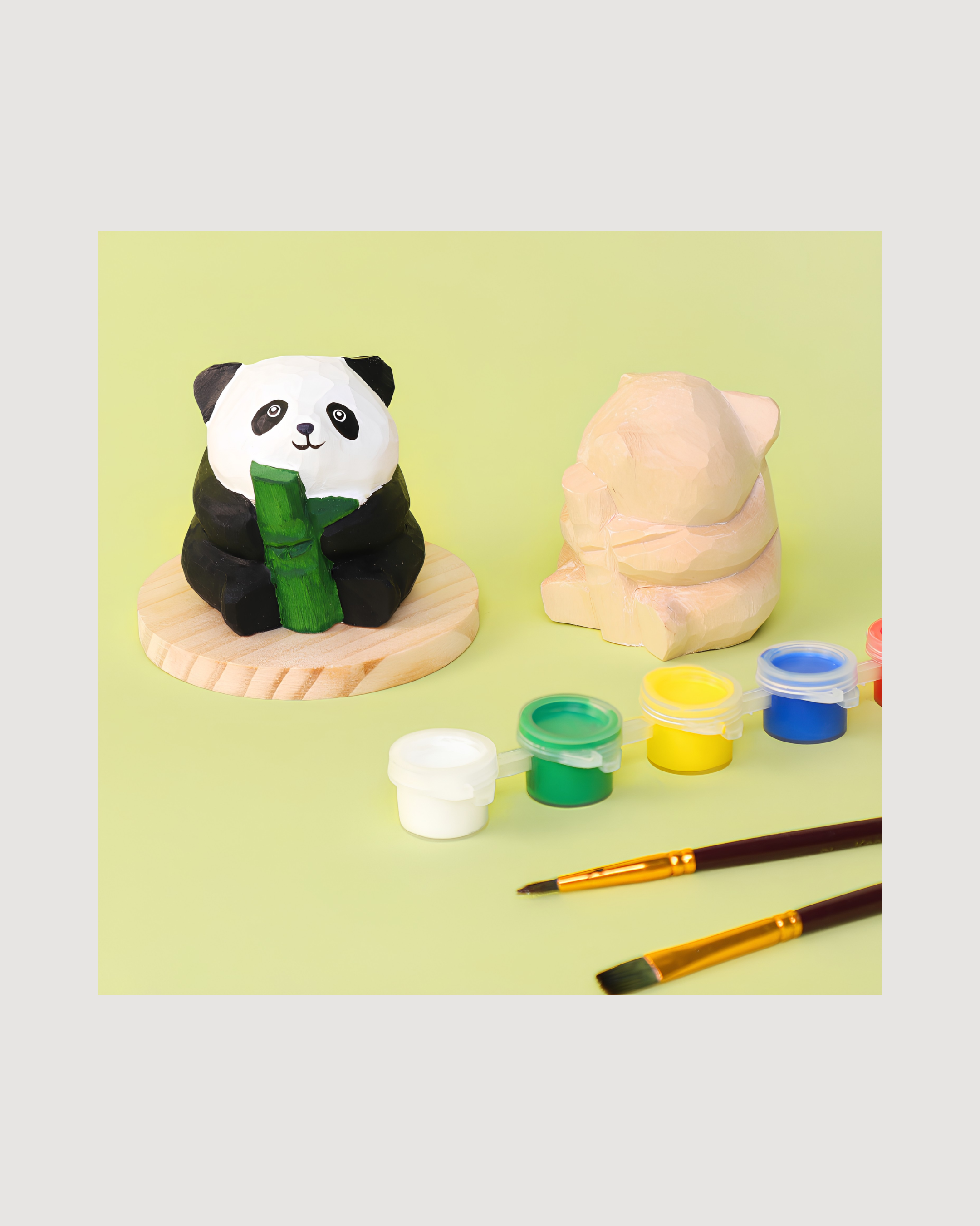 Paint Your Own Wooden Panda Kit – Hand-Carved DIY Painting Craft with Accessories, Cute Decor for Panda Lovers