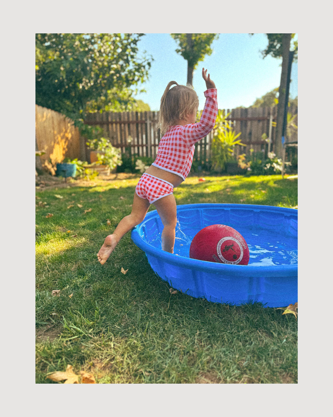 Stevie Two Piece Kids Swimsuit - Guava Gingham